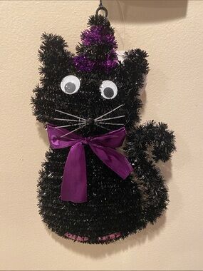 Tinsel Black Cat Decor